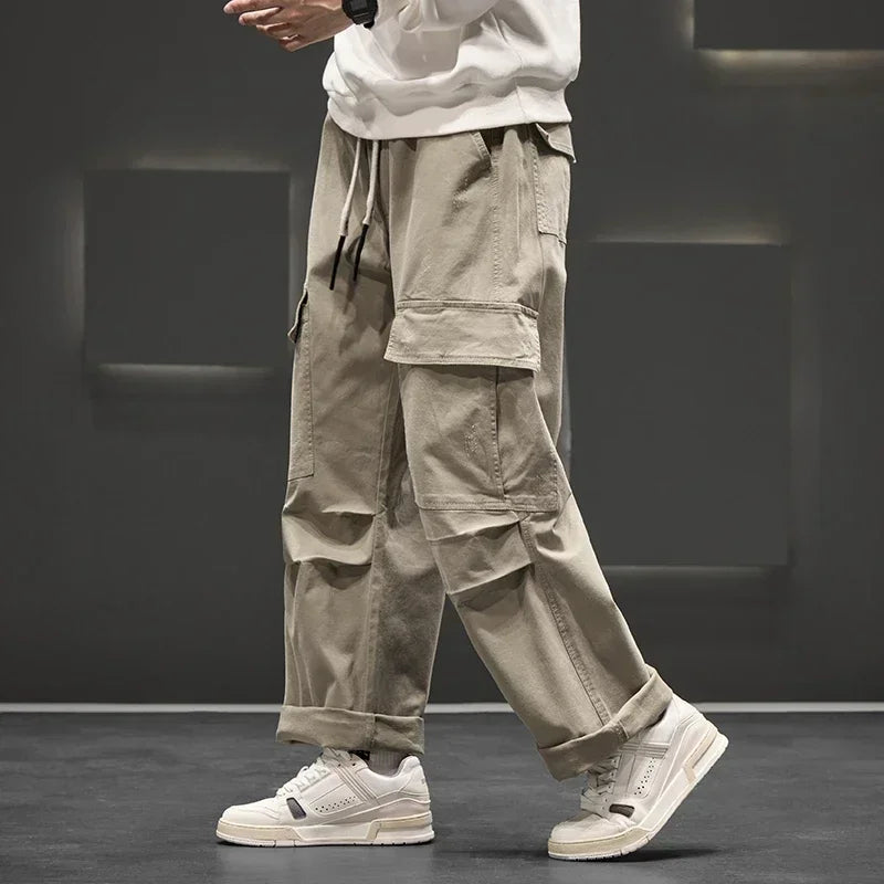 Beckett | Men's Wide Leg Cargo Pocket Casual Pants in Olive Green