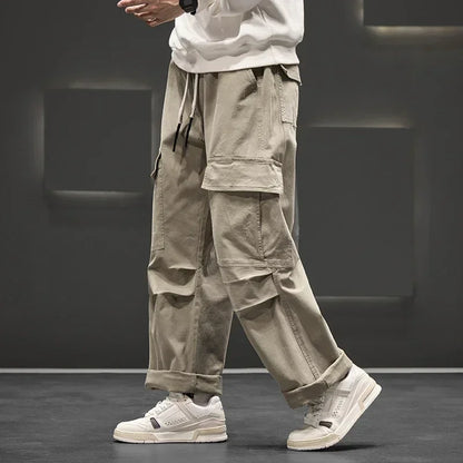 Beckett | Men's Wide Leg Cargo Pocket Casual Pants in Olive Green