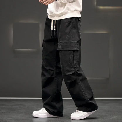 Beckett | Men's Wide Leg Cargo Pocket Casual Pants in Olive Green