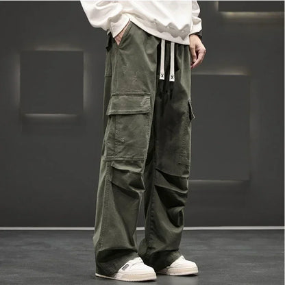 Beckett | Men's Wide Leg Cargo Pocket Casual Pants in Olive Green