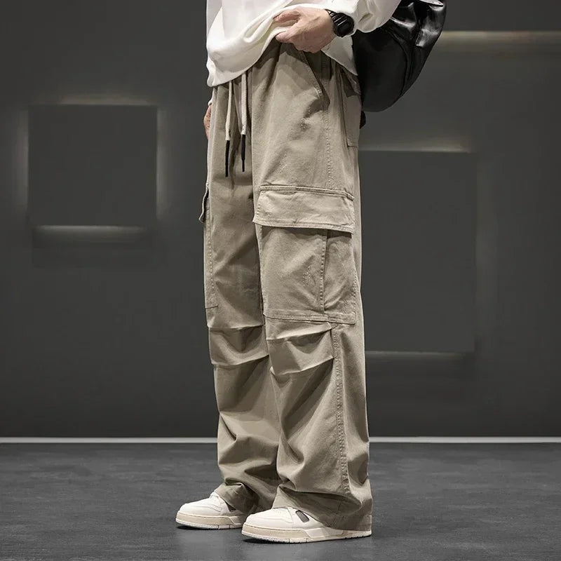 Beckett | Men's Wide Leg Cargo Pocket Casual Pants in Olive Green