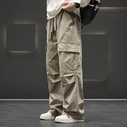Beckett | Men's Wide Leg Cargo Pocket Casual Pants in Olive Green