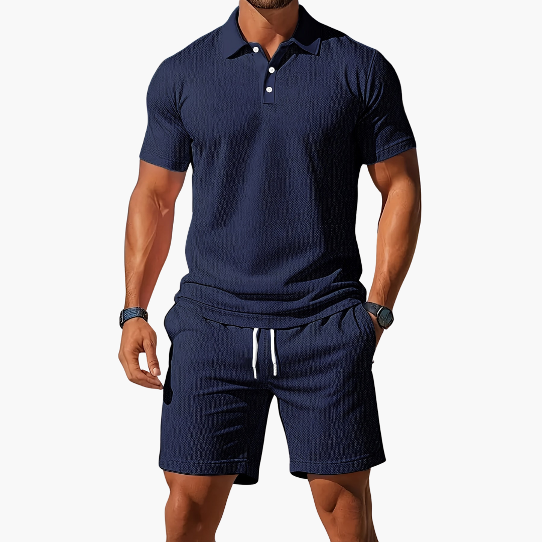 Beckett | Men's Light Blue Polo Shirt Shorts Casual Set