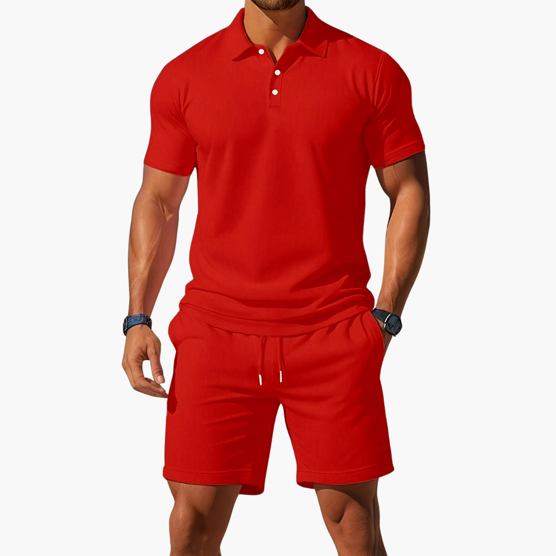 Beckett | Men's Light Blue Polo Shirt Shorts Casual Set