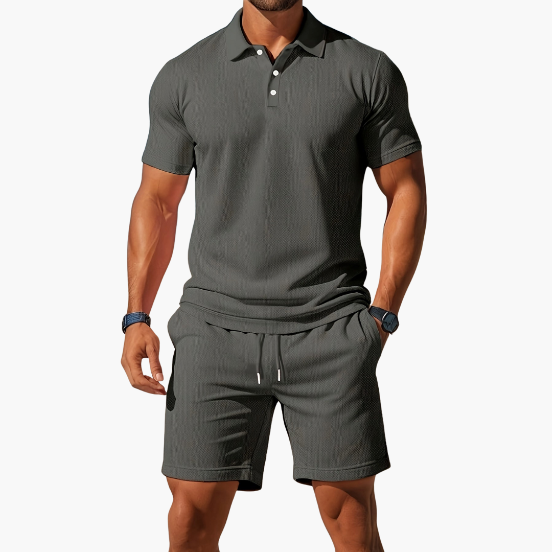 Beckett | Men's Light Blue Polo Shirt Shorts Casual Set