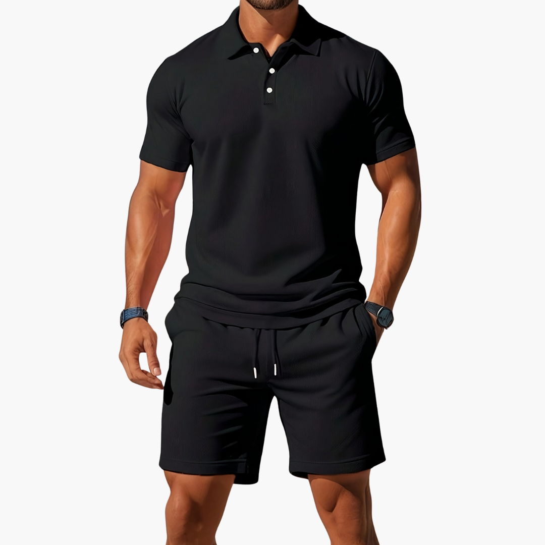 Beckett | Men's Light Blue Polo Shirt Shorts Casual Set