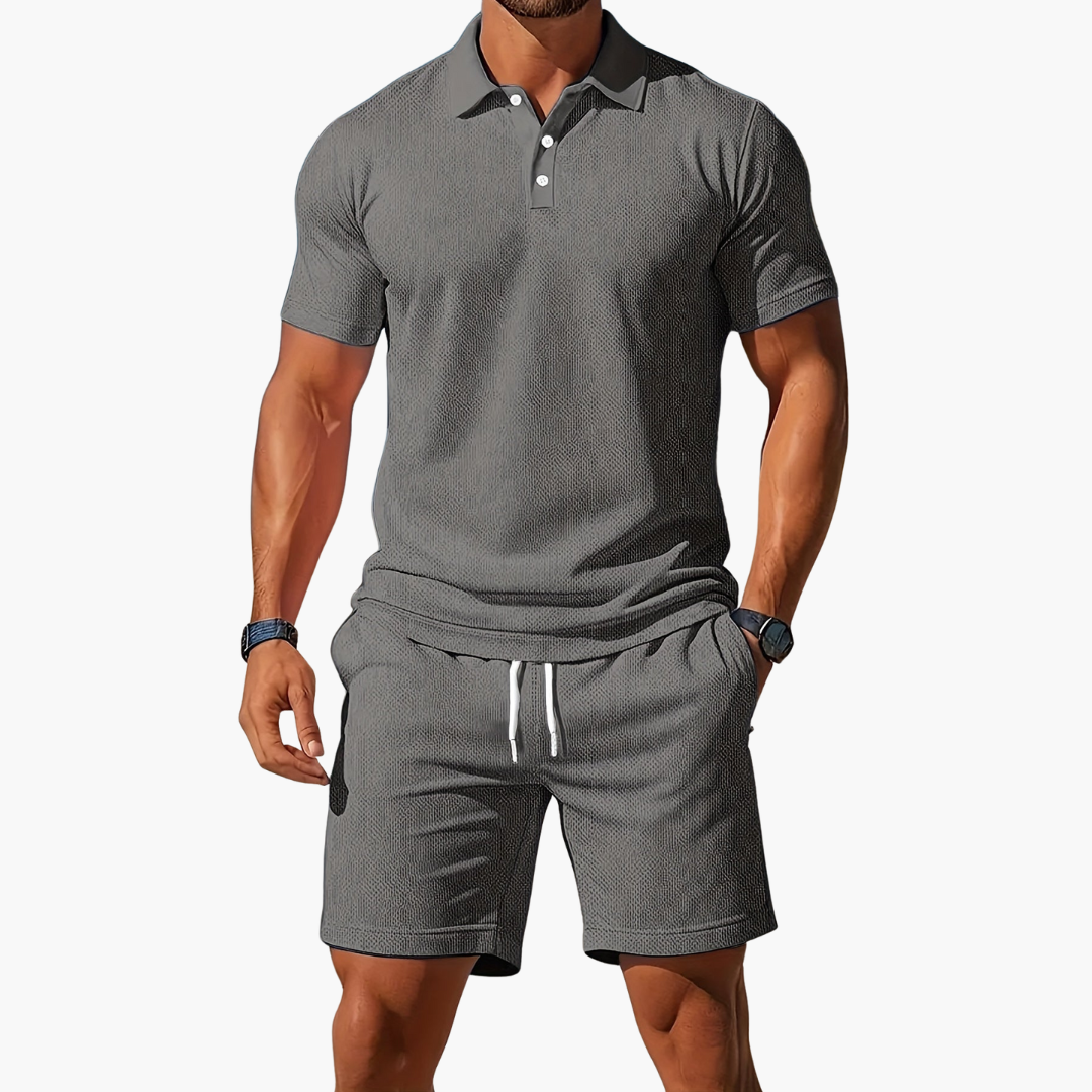 Beckett | Men's Light Blue Polo Shirt Shorts Casual Set