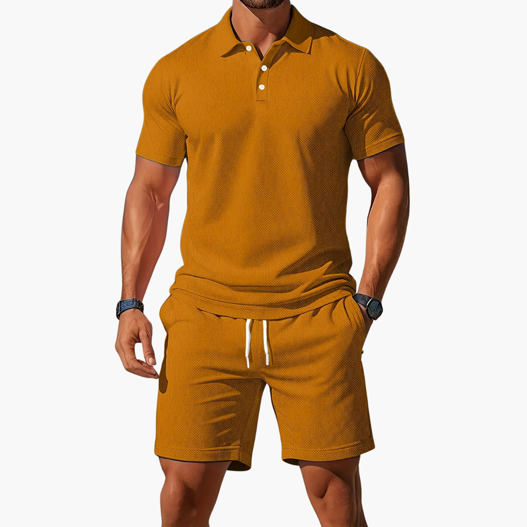 Beckett | Men's Light Blue Polo Shirt Shorts Casual Set
