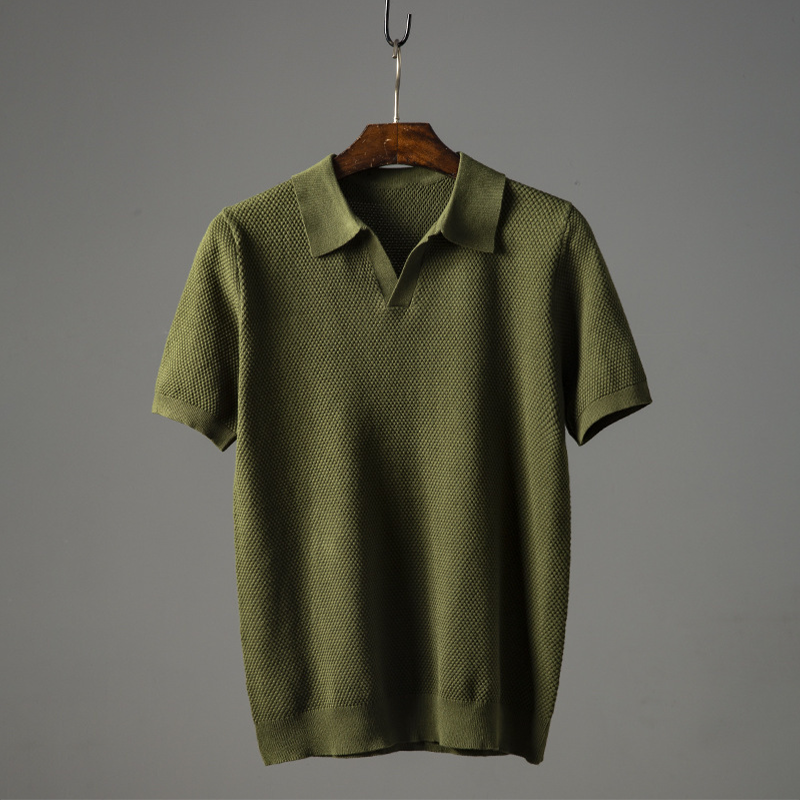 Sage | Men's Textured Short Sleeve Classic Olive Polo Shirt