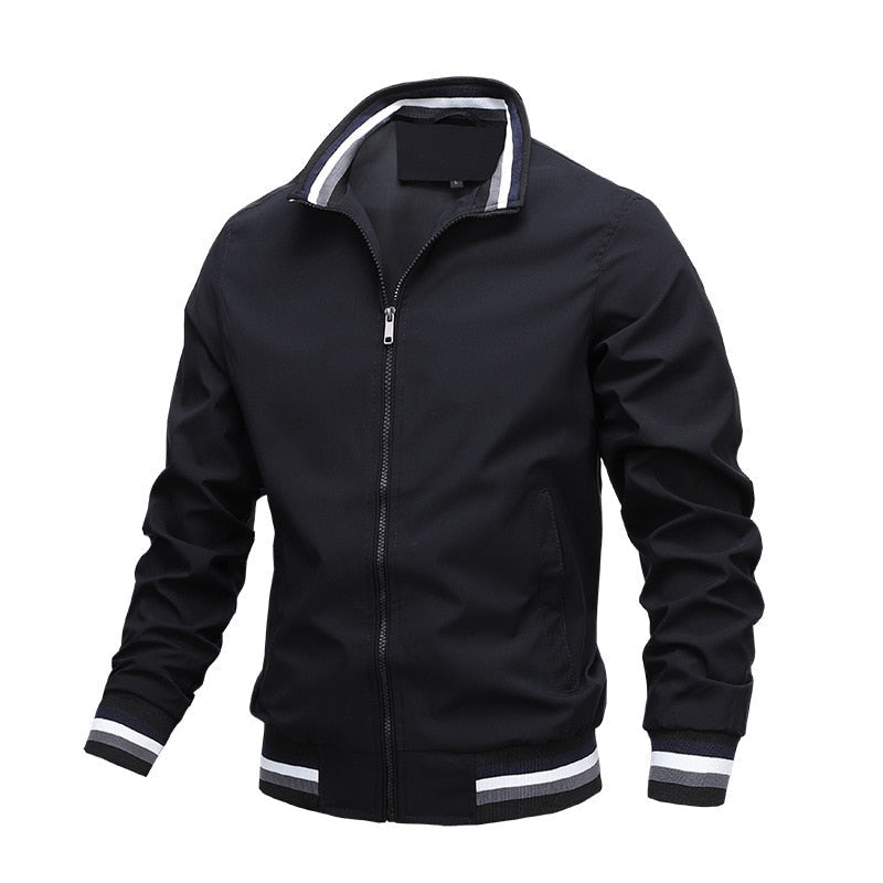 Beckett | Men's Zip Up Casual Classic Bomber Jacket in Black