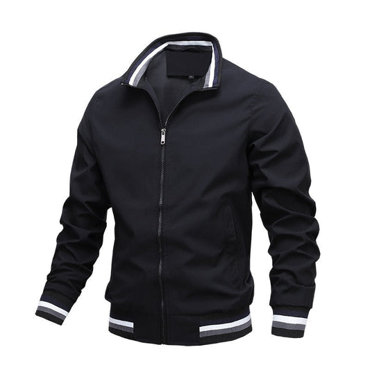 Beckett | Men's Zip Up Casual Classic Bomber Jacket in Black