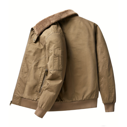 Briony | Women's Luxe Black Zip Up Shearling Collar Bomber Jacket