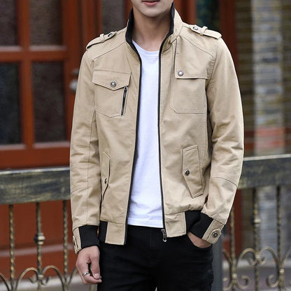 Kairos | Tan Luxury Zip Up Casual Bomber Jacket for Men