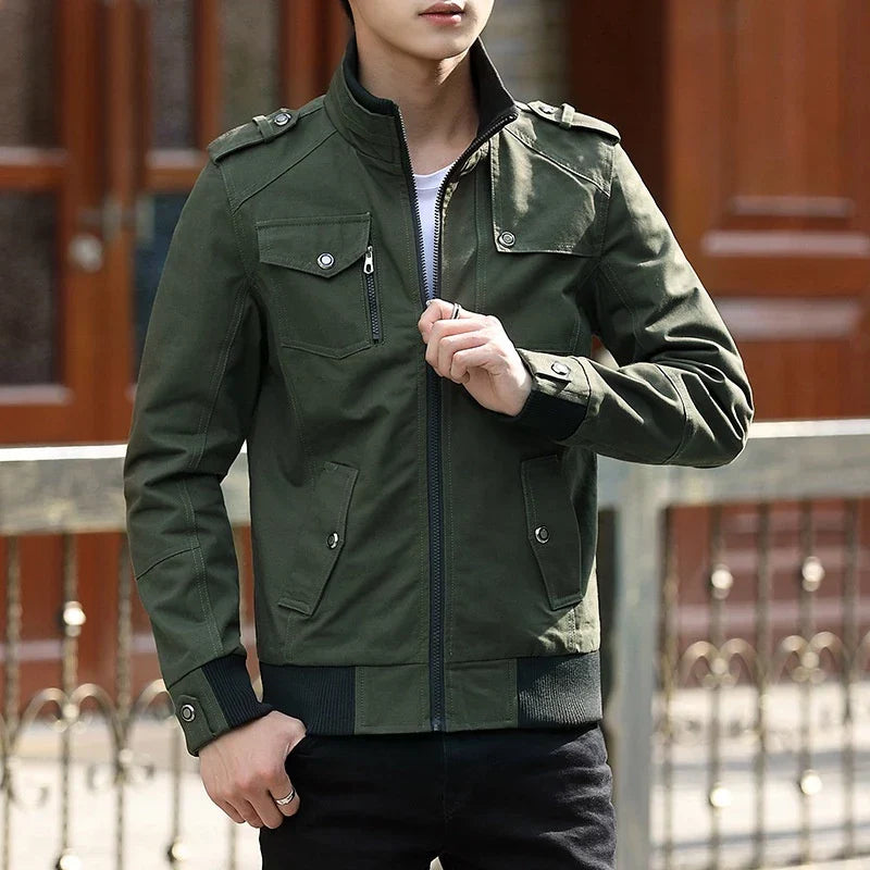 Kairos | Tan Luxury Zip Up Casual Bomber Jacket for Men