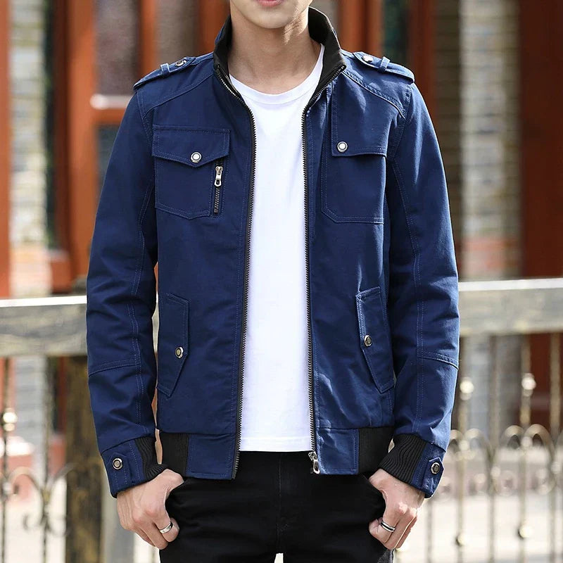 Kairos | Tan Luxury Zip Up Casual Bomber Jacket for Men
