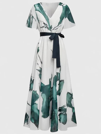 Calantha | Elegant Marble Green Sophisticated Dress