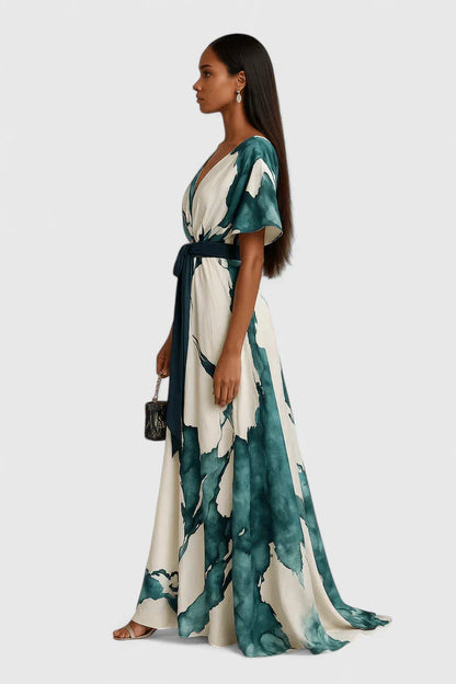 Calanthir | Elegant Green Marble Sophisticated Dress