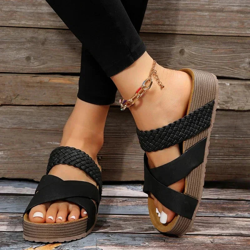 Calantha | Brown Woven Orthopedic Sandals