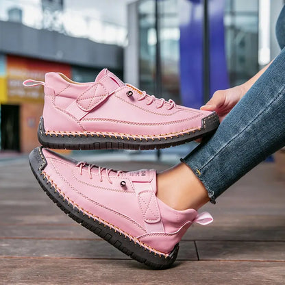 Kalindi | Beige Stitched Orthopedic Sneakers