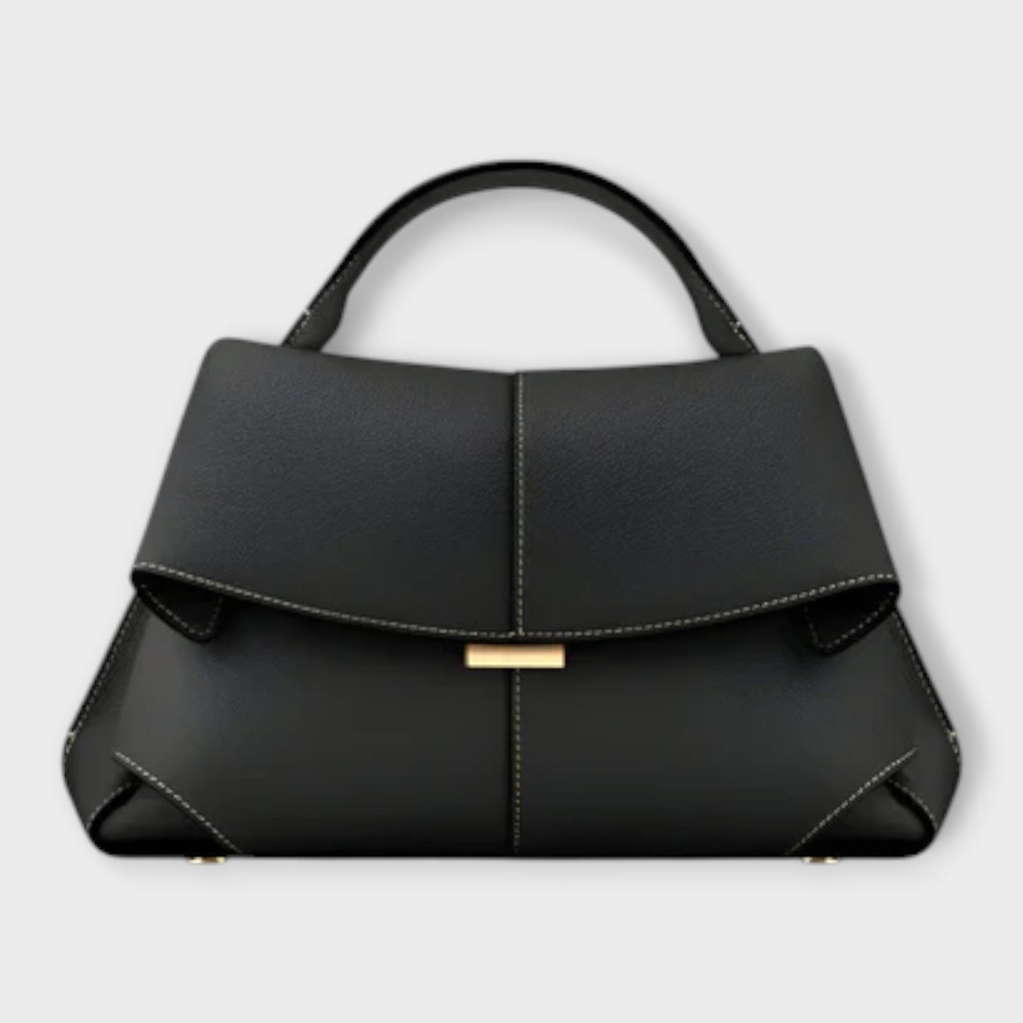 Calantha | Women’s Classic Top Handle Handbag in Black Leather