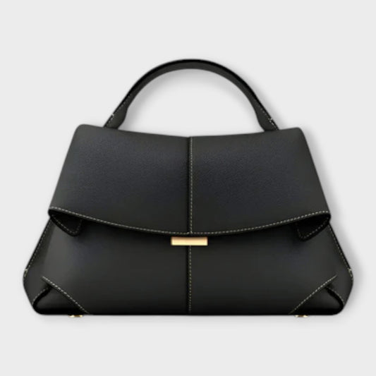 Calantha | Women’s Classic Top Handle Handbag in Black Leather