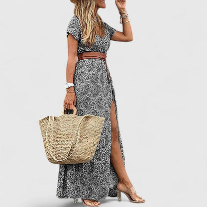 Calanthe | Elegant Blue Floral Maxi Dress