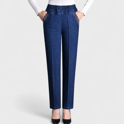 Alethea | Women’s Premium Denim Comfortable Stretch Jeans with Side Pockets and Elastic Waist