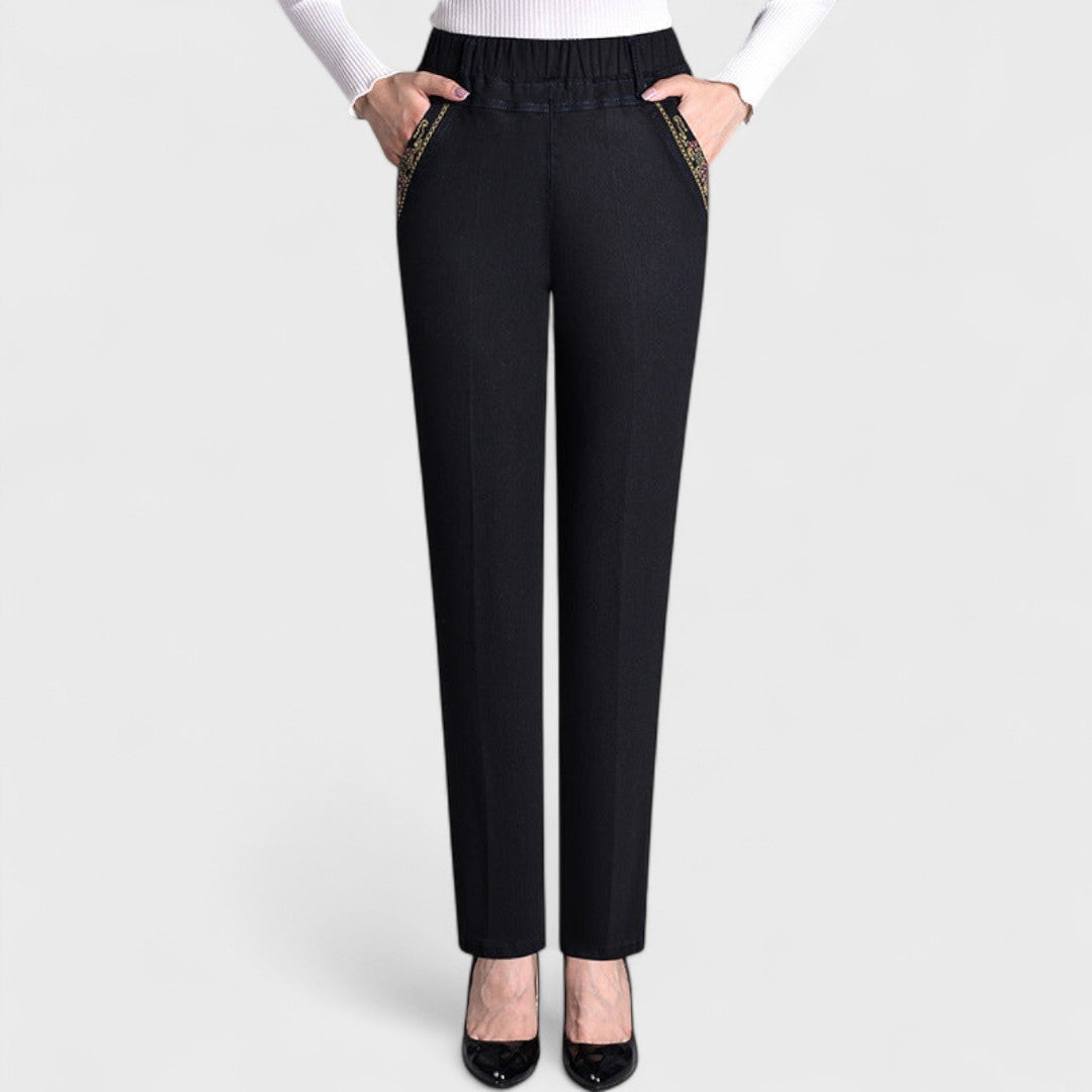 Alethea | Women’s Premium Denim Comfortable Stretch Jeans with Side Pockets and Elastic Waist