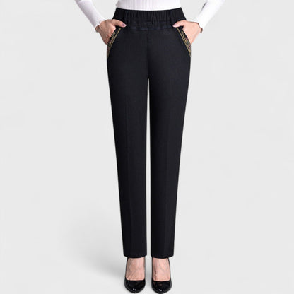 Alethea | Women’s Premium Denim Comfortable Stretch Jeans with Side Pockets and Elastic Waist