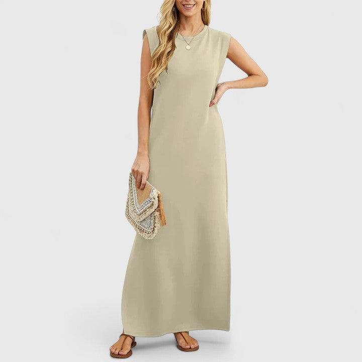 Alethea | Sleek Elegant Maxi Dress in Dusty Blue