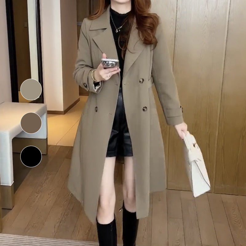Astrid | Black Double-Breasted Trench Coat
