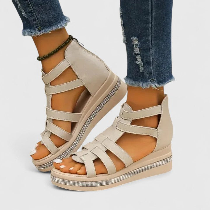 Alethea | Beige Orthopedic Strass Sandals