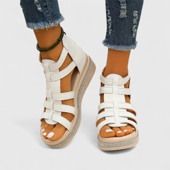 Alethea | Beige Orthopedic Strass Sandals