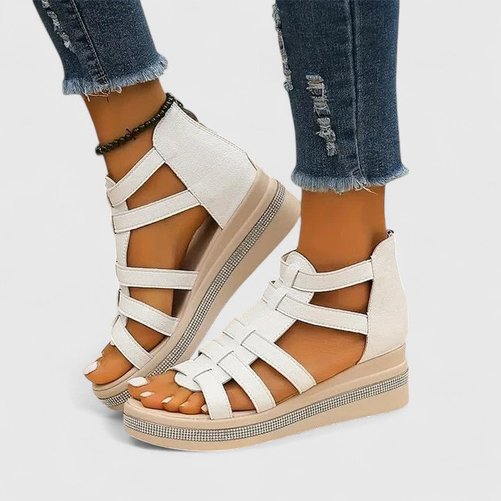 Alethea | Beige Orthopedic Strass Sandals