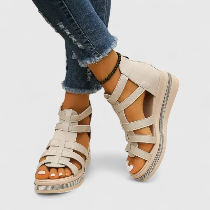 Alethea | Beige Orthopedic Strass Sandals