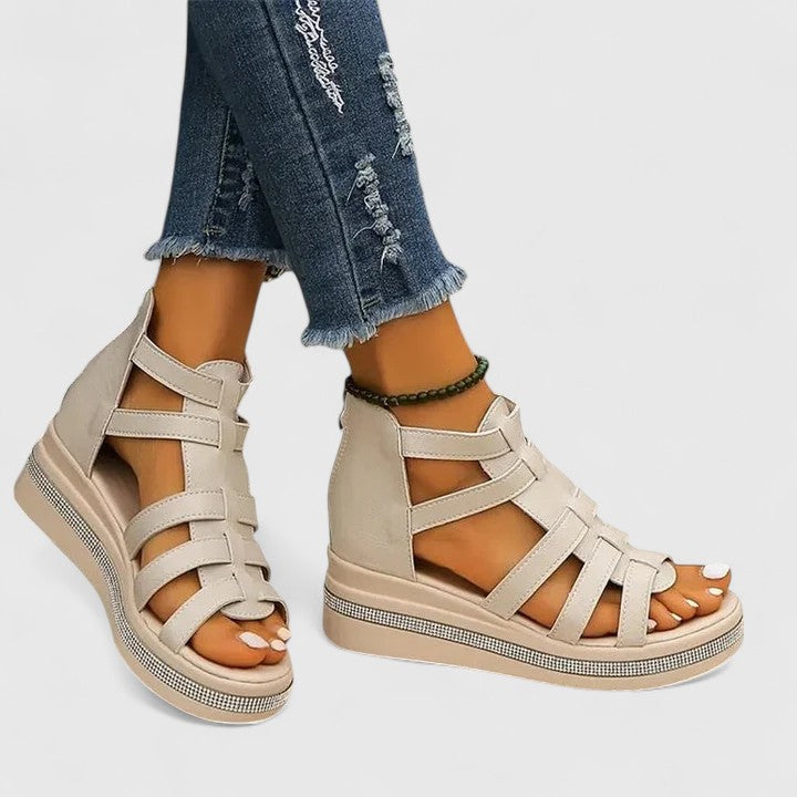 Alethea | Beige Orthopedic Strass Sandals