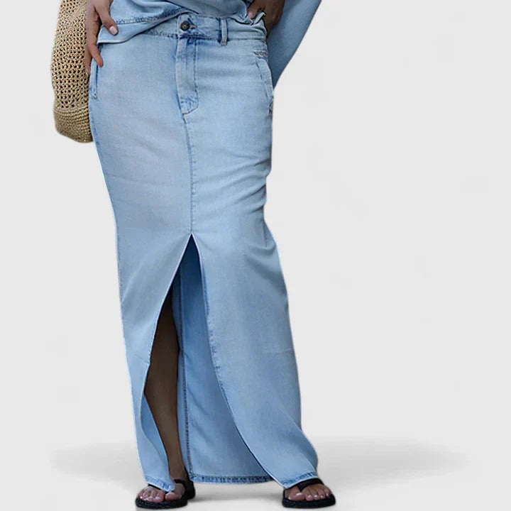 Calantha | Light Blue Elegant Maxi Skirt Set