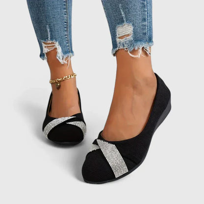 Calantha | Black Bow Flat Orthopedic Shoes