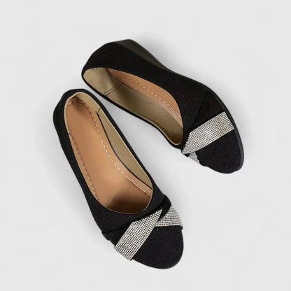 Calantha | Black Bow Flat Orthopedic Shoes