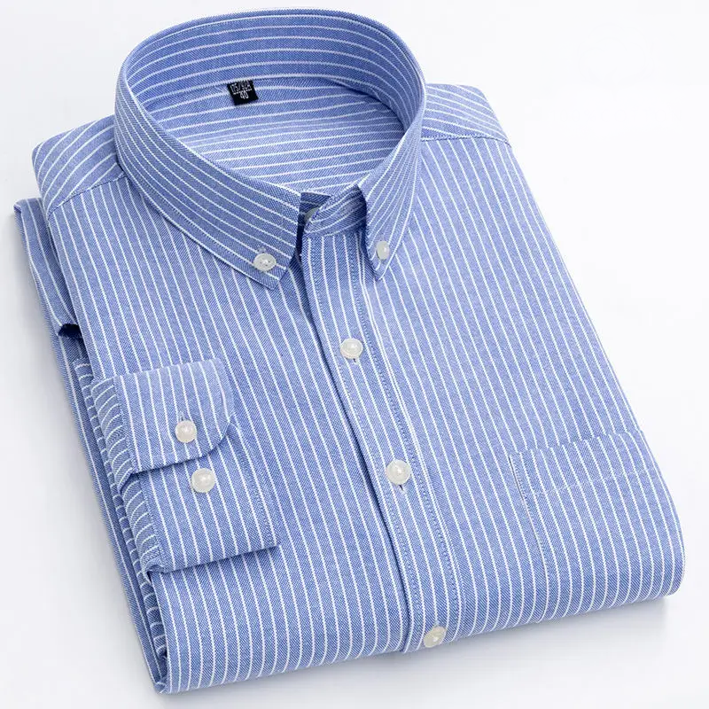 Beckett | Elegant Light Blue Modern Striped Cotton Shirt