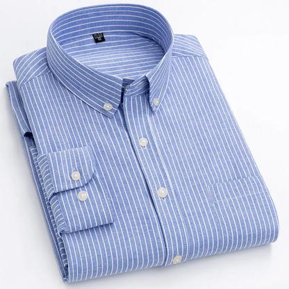 Beckett | Elegant Light Blue Modern Striped Cotton Shirt