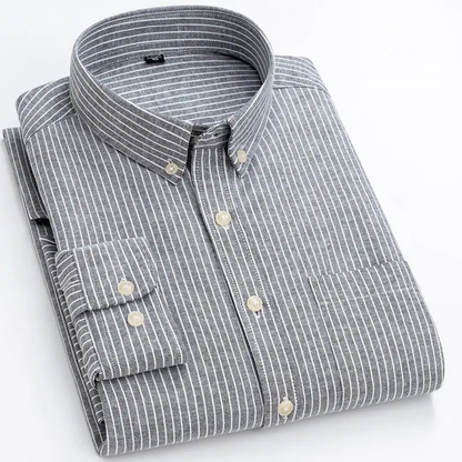 Beckett | Elegant Light Blue Modern Striped Cotton Shirt