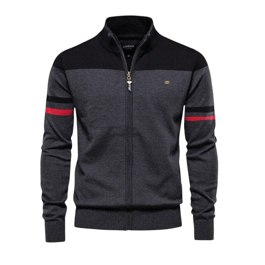 Bastien | Grey Zip-Up Classic Warm Elegance Sweater