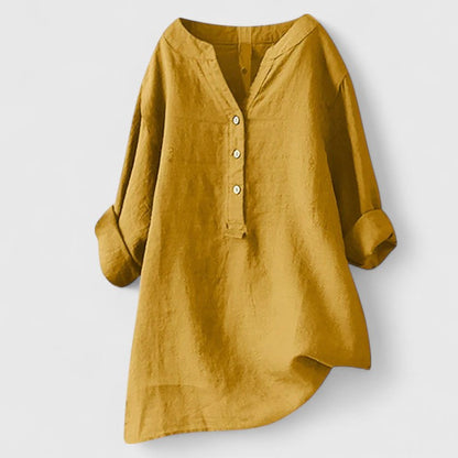 Calantha | Elegant White Button-Front Linen Shirt