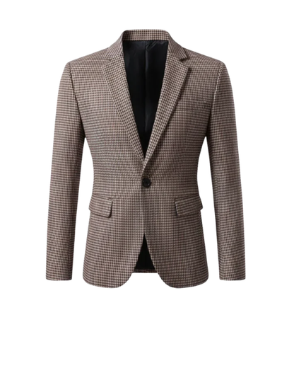 Atticus | Brown Houndstooth Timeless Structured Blazer