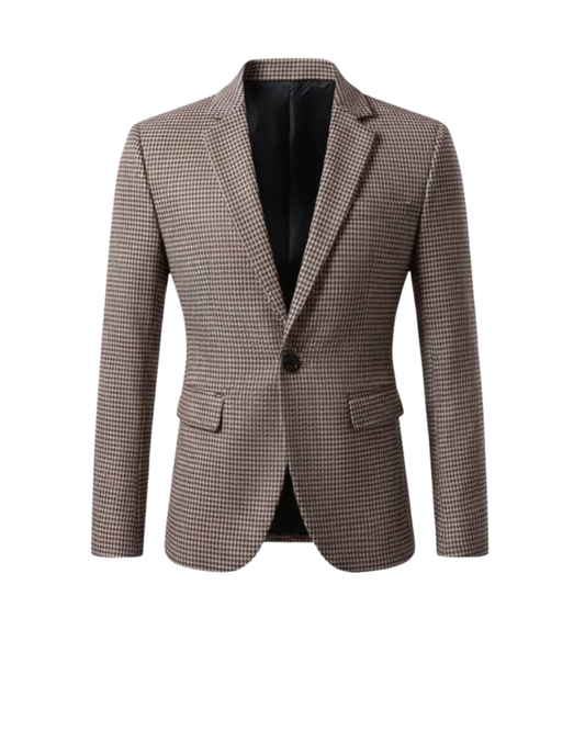 Atticus | Brown Houndstooth Timeless Structured Blazer