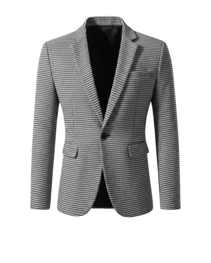 Beckett | Grey Houndstooth Refined Tailored Blazer