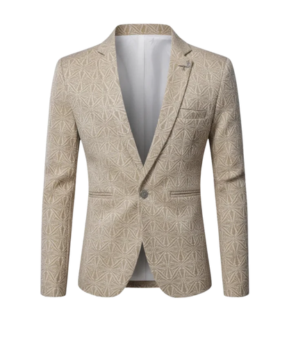 Benedict | Beige Embroidered Timeless Structured Blazer