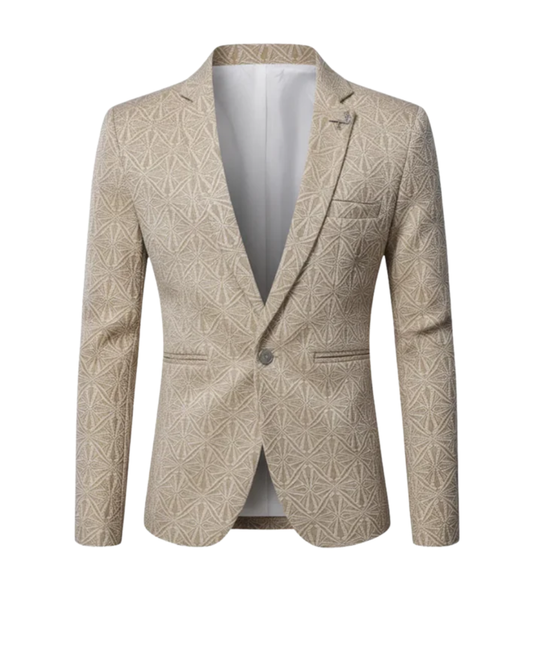 Benedict | Beige Embroidered Timeless Structured Blazer
