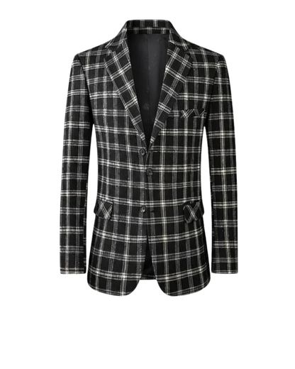 Beckett | Black & White Plaid Refined Tailored Blazer